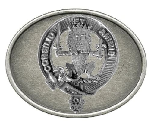 Image 1 of Maitland Clan Badge Oval Antiqued Mens Sterling Silver Belt Buckle