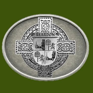 Image 0 of Reardon Irish Coat of Arms Oval Antiqued Mens Stylish Pewter Belt Buckle