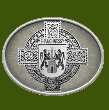 Image 0 of Shaughnessy Irish Coat of Arms Oval Antiqued Mens Stylish Pewter Belt Buckle