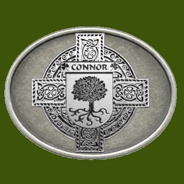 Image 0 of Connor Irish Coat of Arms Oval Antiqued Mens Stylish Pewter Belt Buckle