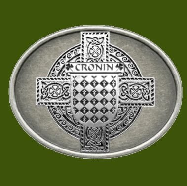 Image 0 of Cronin Irish Coat of Arms Oval Antiqued Mens Stylish Pewter Belt Buckle