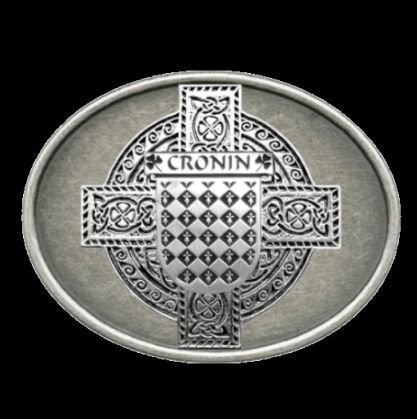 Image 0 of Cronin Irish Coat of Arms Oval Antiqued Mens Sterling Silver Belt Buckle