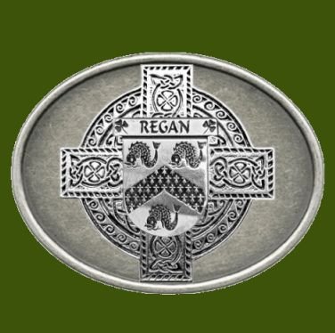 Image 0 of Regan Irish Coat of Arms Oval Antiqued Mens Stylish Pewter Belt Buckle
