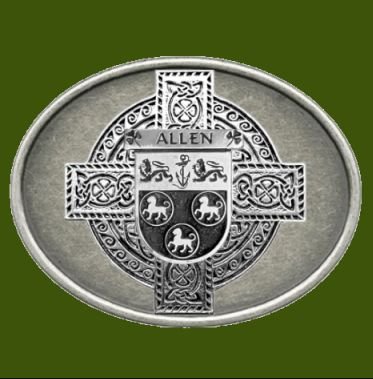 Image 0 of Allen Irish Coat of Arms Oval Antiqued Mens Stylish Pewter Belt Buckle