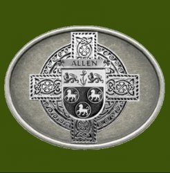 Allen Irish Coat of Arms Oval Antiqued Mens Stylish Pewter Belt Buckle