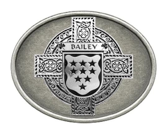 Image 1 of Bailey Irish Coat of Arms Oval Antiqued Mens Stylish Pewter Belt Buckle