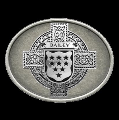 Image 0 of Bailey Irish Coat of Arms Oval Antiqued Mens Sterling Silver Belt Buckle