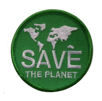 Image 1 of Save The Planet Round Embroidered Cloth Patch Set x 3
