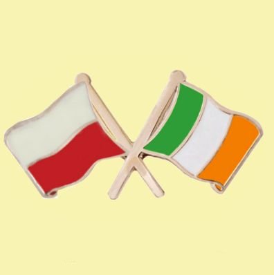 Image 0 of Poland Ireland Crossed Country Flags Friendship Enamel Lapel Pin Set x 3