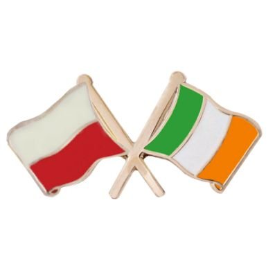 Image 1 of Poland Ireland Crossed Country Flags Friendship Enamel Lapel Pin Set x 3