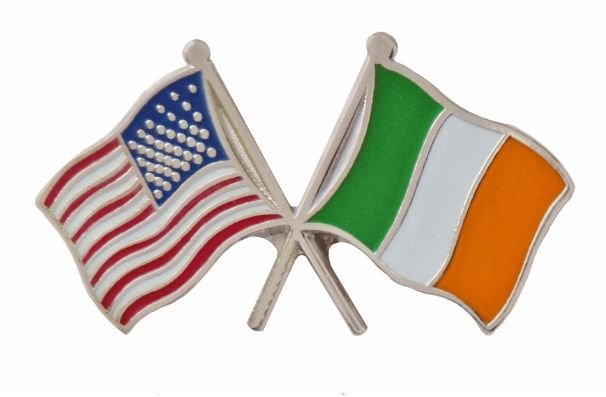Image 1 of United States Ireland Crossed Country Flags Friendship Enamel Lapel Pin Set x 3