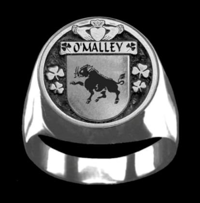 Image 0 of OMalley Irish Coat Of Arms Family Crest Mens Sterling Silver Ring