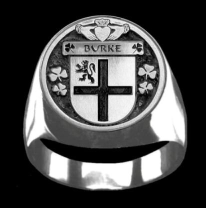 Image 0 of Burke Irish Coat Of Arms Family Crest Mens Sterling Silver Ring