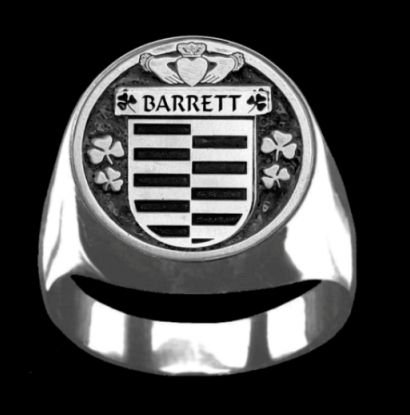 Image 0 of Barrett Irish Coat Of Arms Family Crest Mens Sterling Silver Ring