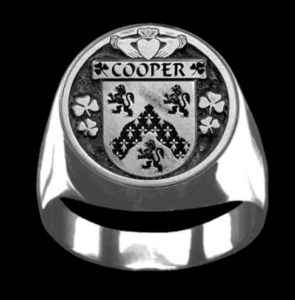 Image 0 of Cooper Irish Coat Of Arms Family Crest Mens Sterling Silver Ring