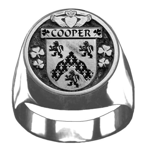 Image 1 of Cooper Irish Coat Of Arms Family Crest Mens Sterling Silver Ring