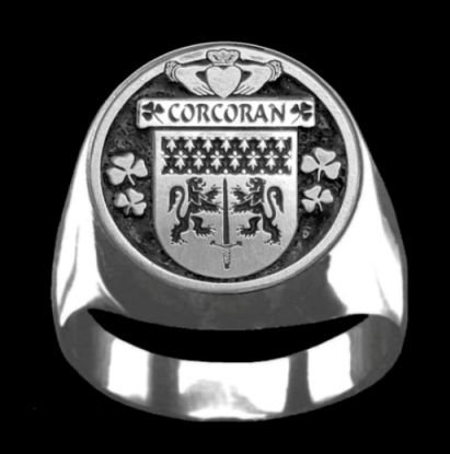 Image 0 of Corcoran Irish Coat Of Arms Family Crest Mens Sterling Silver Ring