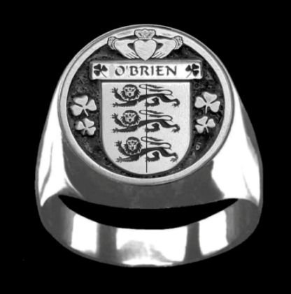 Image 0 of OBrien Irish Coat Of Arms Family Crest Mens Sterling Silver Ring