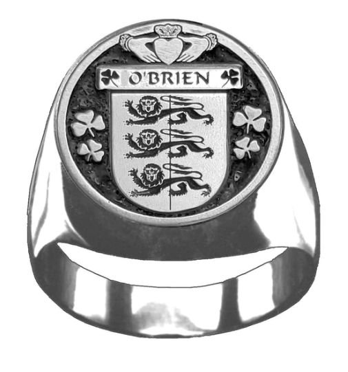 Image 1 of OBrien Irish Coat Of Arms Family Crest Mens Sterling Silver Ring
