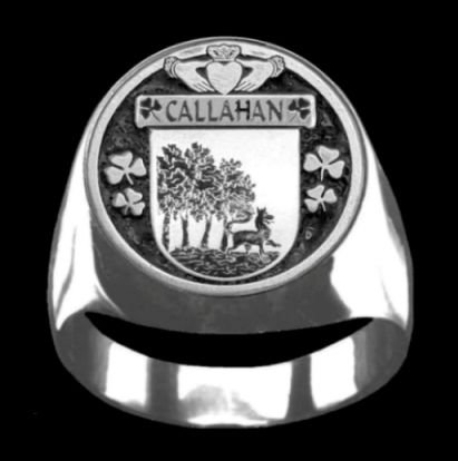 Image 0 of Callahan Irish Coat Of Arms Family Crest Mens Sterling Silver Ring