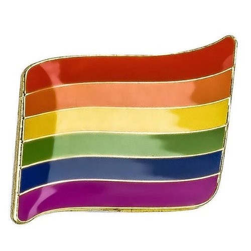 Image 1 of Rainbow Pride Waving Flag Enamel Badge Lapel Pin Set x 3