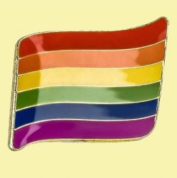 Rainbow Pride Waving Flag Enamel Badge Lapel Pin Set x 3