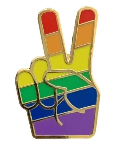 Image 1 of Rainbow Pride Hand Victory Salute Enamel Badge Lapel Pin Set x 3