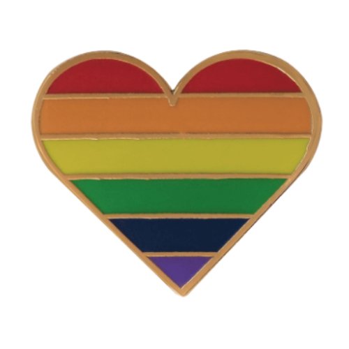 Image 1 of Rainbow Pride Heart Enamel Badge Lapel Pin Set x 3