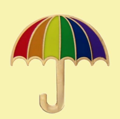 Image 0 of Rainbow Pride Umbrella Enamel Badge Lapel Pin Set x 3