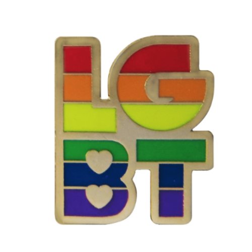 Image 1 of Rainbow Pride LGBT Letters Enamel Badge Lapel Pin Set x 3