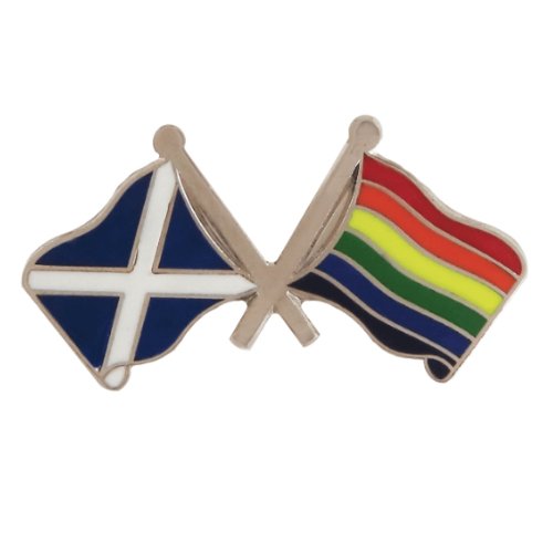 Image 1 of Saltire Rainbow Pride Crossed Country Flags Friendship Enamel Lapel Pin Set x 3