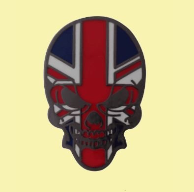 Image 0 of Union Jack Flag Human Skull Enamel Lapel Pin Set x 3