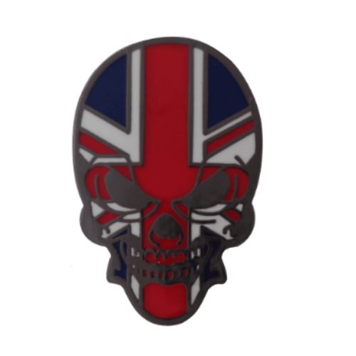 Image 1 of Union Jack Flag Human Skull Enamel Lapel Pin Set x 3