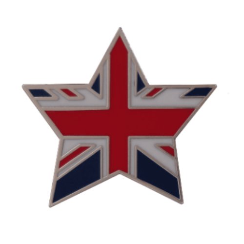 Image 1 of Union Jack Flag Star Enamel Lapel Pin Set x 3