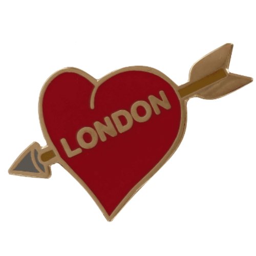 Image 1 of London Red Love Heart Arrow Enamel Lapel Pin Set x 3