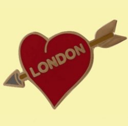 London Red Love Heart Arrow Enamel Lapel Pin Set x 3