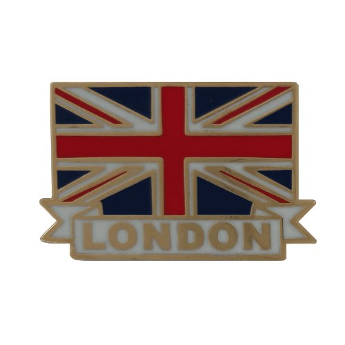 Image 1 of Union Jack Flag London Rectangular Enamel Lapel Pin Set x 3