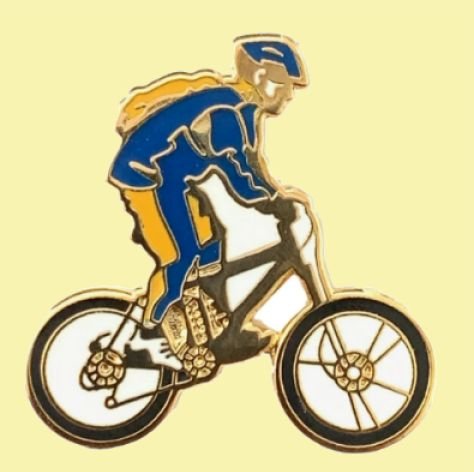 Image 0 of Mountain Biker Sport Themed Enamel Lapel Pin Set x 3