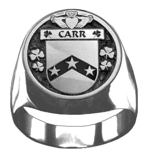 Image 1 of Carr Irish Coat Of Arms Family Crest Mens Sterling Silver Ring