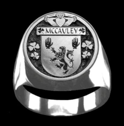 Image 0 of McCauley Irish Coat Of Arms Family Crest Mens Sterling Silver Ring