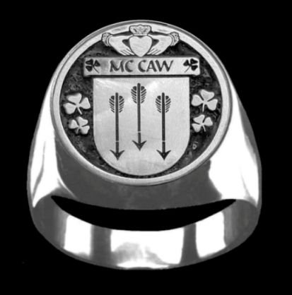 Image 0 of McCaw Irish Coat Of Arms Family Crest Mens Sterling Silver Ring