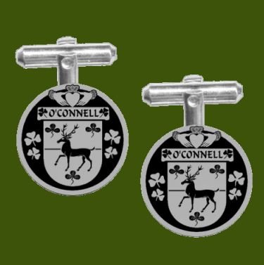 Image 0 of OConnell Irish Coat Of Arms Claddagh Stylish Pewter Family Crest Cufflinks