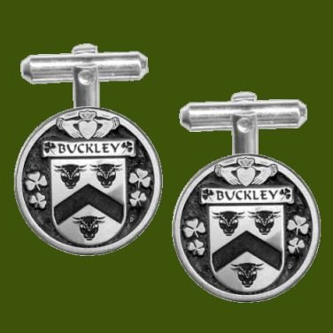 Image 0 of Buckley Irish Coat Of Arms Claddagh Stylish Pewter Family Crest Cufflinks