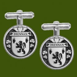 Brennan Irish Coat Of Arms Claddagh Stylish Pewter Family Crest Cufflinks