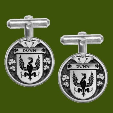 Image 0 of Dunn Irish Coat Of Arms Claddagh Stylish Pewter Family Crest Cufflinks