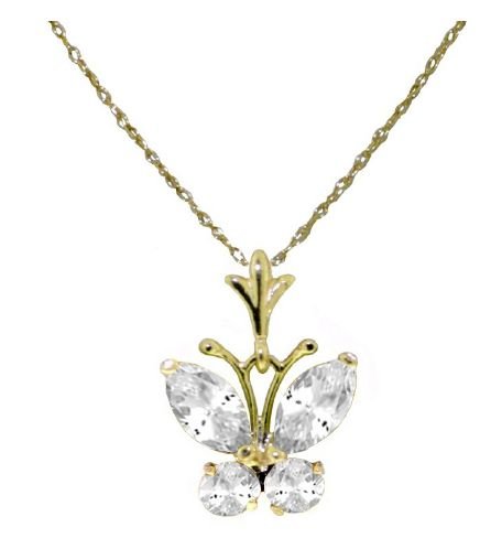 Image 1 of Clear Cubic Zirconia Butterfly 14K Yellow Gold Pendant