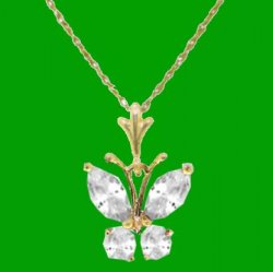 Clear Cubic Zirconia Butterfly 14K Yellow Gold Pendant