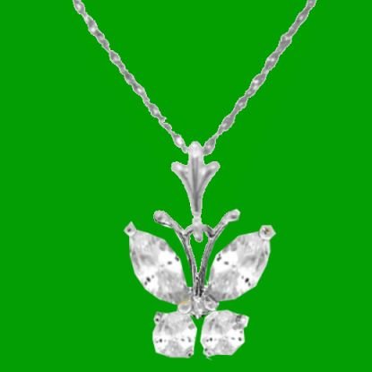 Image 0 of Clear Cubic Zirconia Butterfly 14K White Gold Pendant