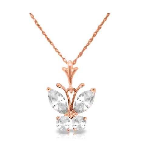 Image 1 of Clear Cubic Zirconia Butterfly 14K Rose Gold Pendant