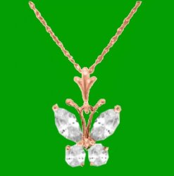 Clear Cubic Zirconia Butterfly 14K Rose Gold Pendant